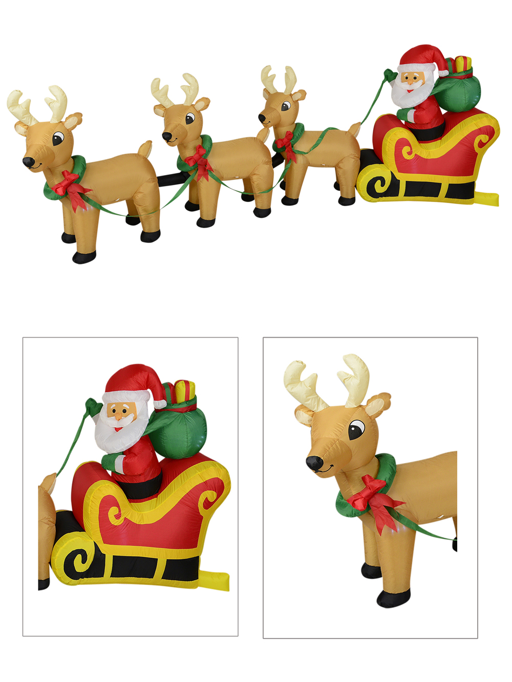 lytworx warm white and red reindeer sleigh