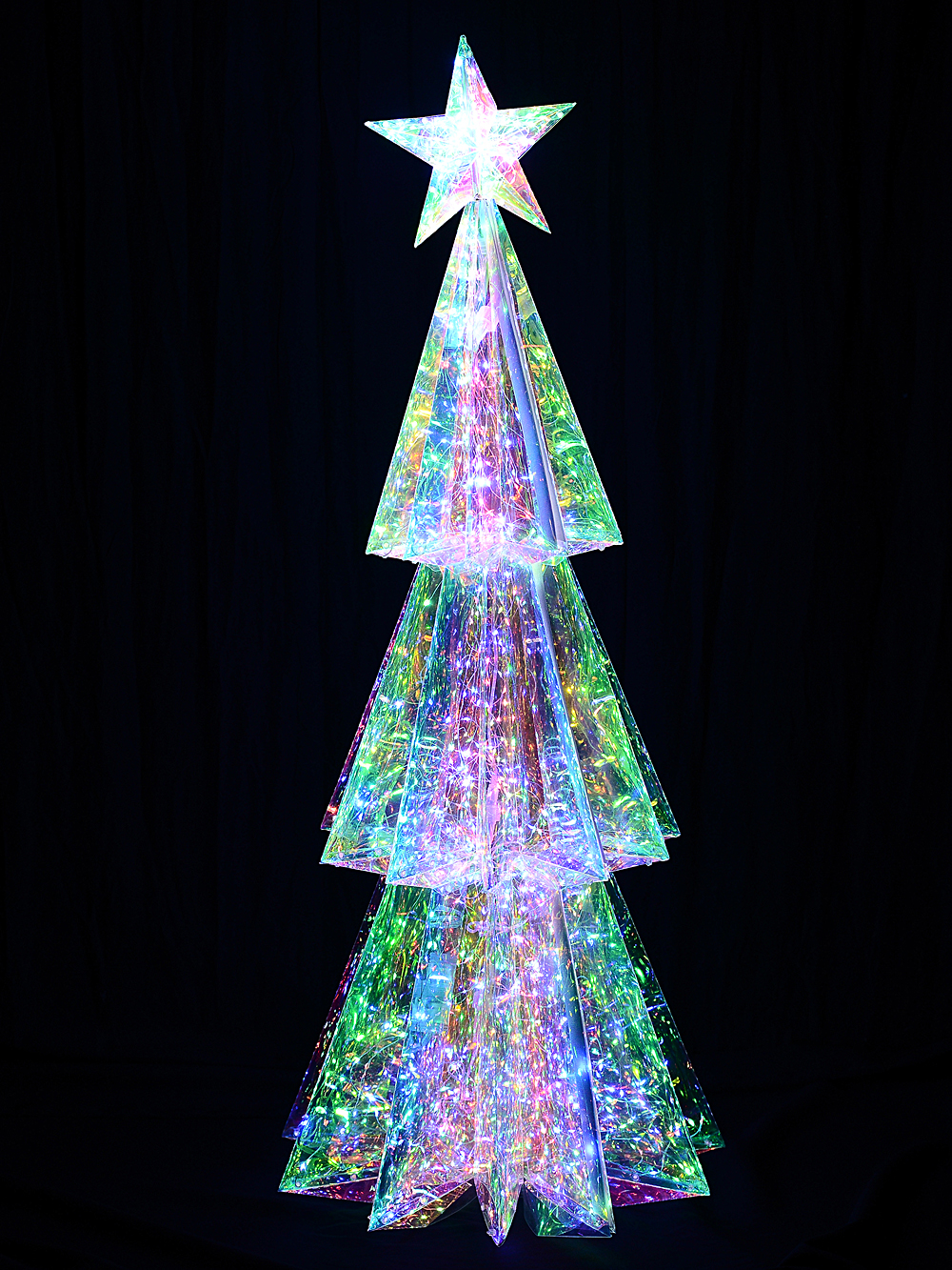 Iridescent Holographic & Multi Colour LED Christmas Tree Light Display 1.1m Christmas Lights