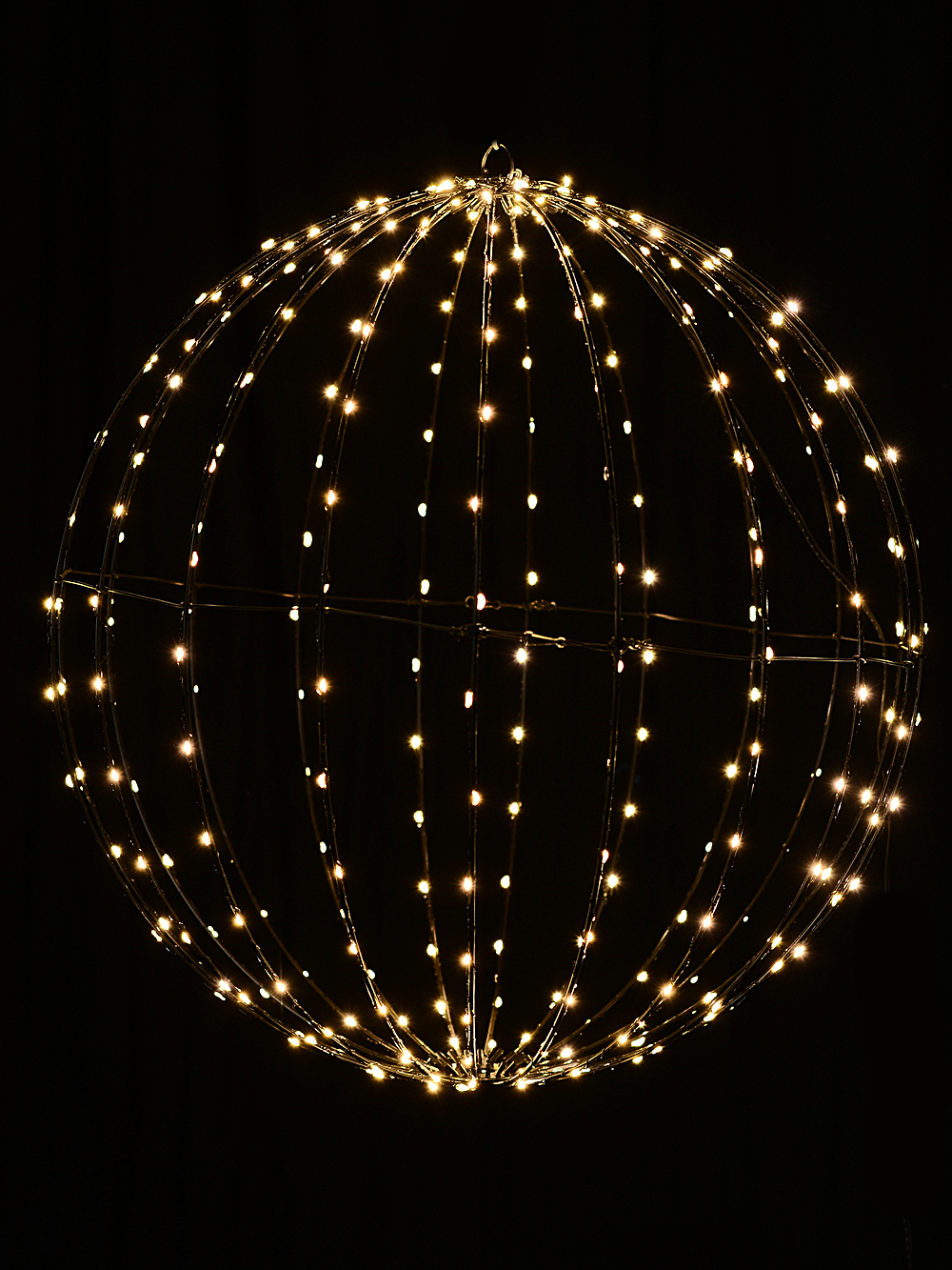 Warm White Seed Light LED Hanging 3D Black Sphere Light Display