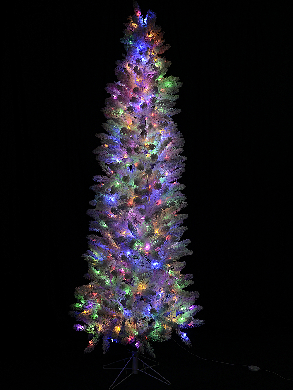 Pyrenees White Fir Dual Colour Flocked Slim Christmas Tree With 878