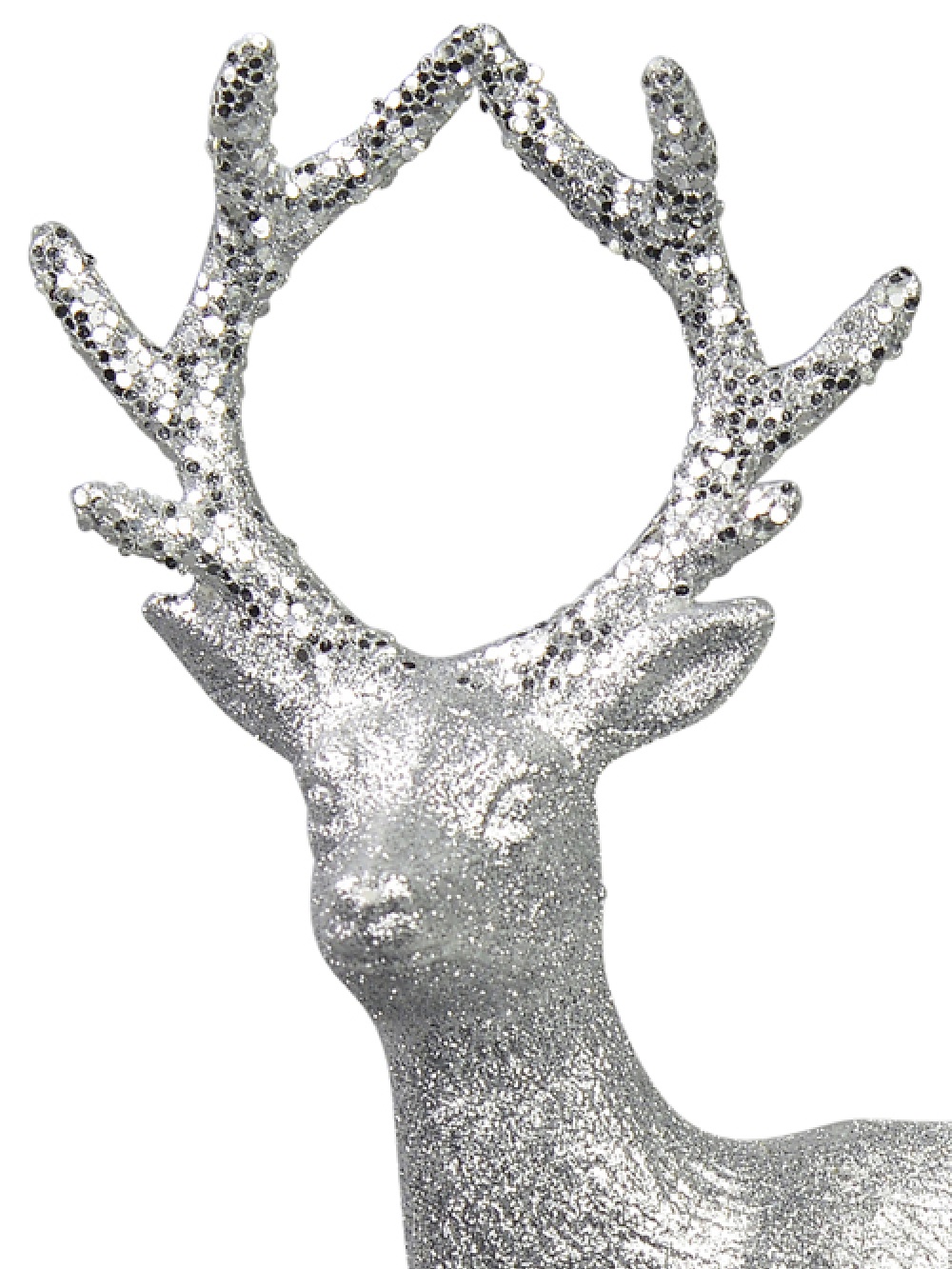 Reindeer Christmas Decoration Sparkly Glitter White Silver Statues Christmas Dec