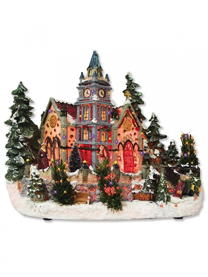 Fibre Optic Village Scene With Characters - 34cm