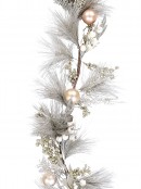 1.5m Decorated Champagne Pine, Foliage, Berries & Baubles Christmas Garland