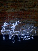 1.8m Sleigh & Reindeer With Cool White LED Rope Light Display