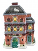 Illuminated 5 House & Church With 9 Figurines Village Scene - 2.6m