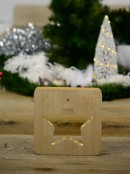 Wooden Star Laser Cut-Out With White SMD Christmas Ornament - 18cm