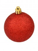 Various Red & Silver Baubles With Plain & Glittered Patterns - 9 x 60mm