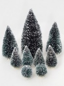 Snow Tipped Green Pine Trees Figurine Set - 9 Pieces