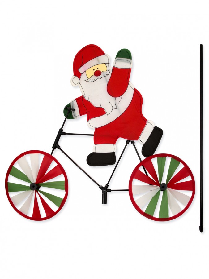 Santa Riding Bicycle Garden Banner - 50cm