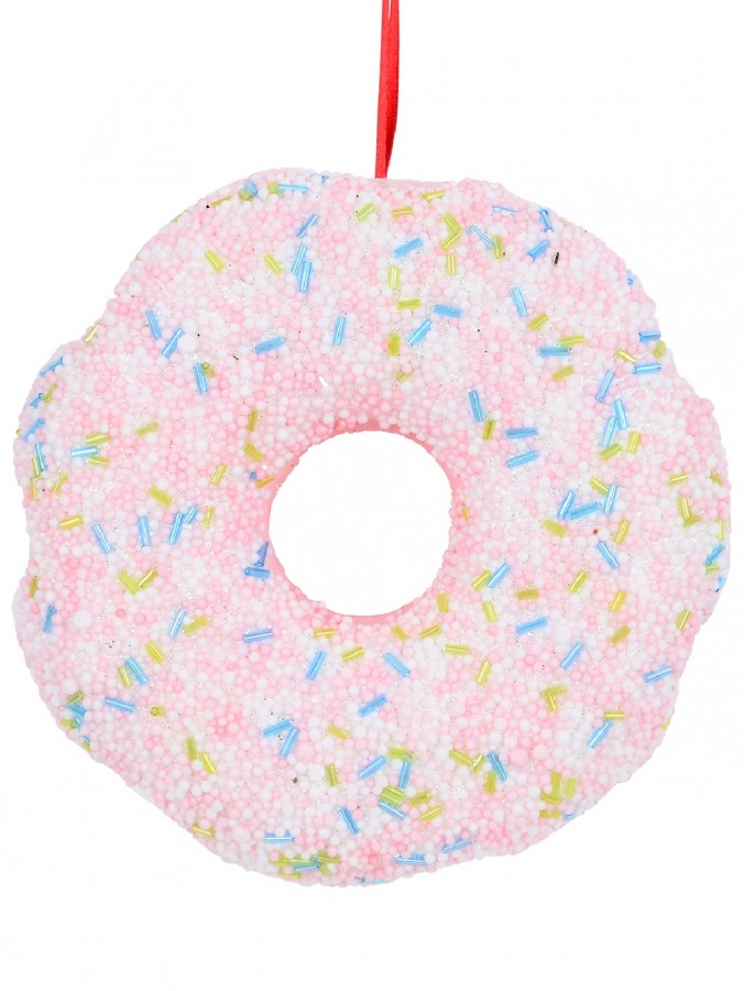 Pink Doughnut Iced With Sprinkles Christmas Tree Hanging Decoration - 16cm