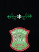 Welcome To The North Pole Illuminated Vintage Look Christmas Plaque - 43cm