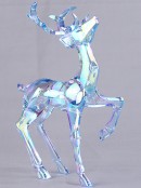 19cm Iridescent Blue Glass Look Standing Reindeer Figurine