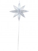 67cm Matte Silver Wire-Frame Look Christmas Star With Glitter Long Stem