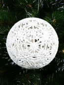 White Hollow Snowflakes Bauble Glittered Silver Hanging Decoration - 14cm
