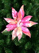 32cm Hot Pink Iridescent With Diamantes Poinsettia Christmas Tree Clip Pick