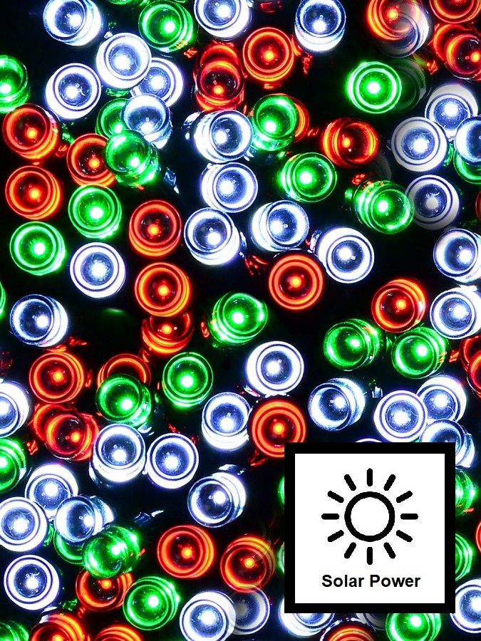 500 Multi Christmas Colour LED Solar String Fairy Lights With 8 Function | 25m