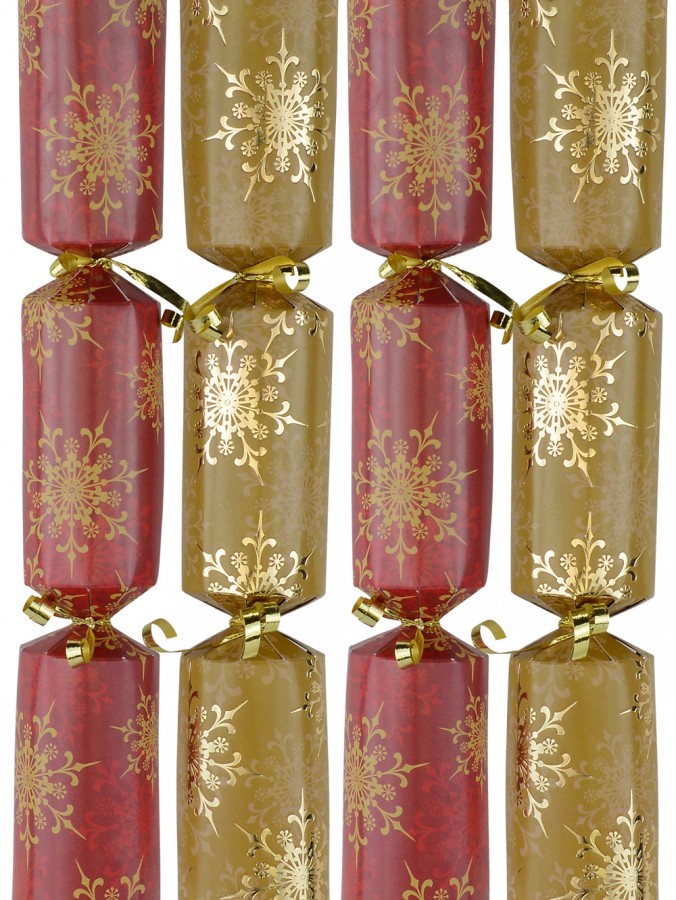 Red & Gold With Snowflakes Pattern Christmas Cracker Bon Bons - 12 x 30cm