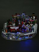 Large Hillside Festive Christmas Village With Moving Train Feature - 35cm