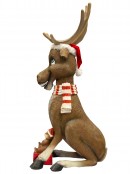 Comical Resin Moose With Chipmunk & Gift Decor - 1.2m