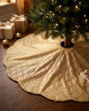 1.2m Gold Silk & Metallic Tinsel Ribbon Lattice Christmas Tree Skirt