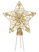 Gold Star With Beads Illuminated Warm White Tree Topper Ornament - 21cm