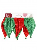 Red & Green Dog Jester Collar With Sequins & Bells Christmas Costume