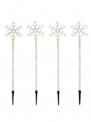 4x 67cm Blue LED Snowflakes Solar Path Light Set