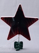 Red LED Double Sided Infinity Mirror Christmas Star Tree Top Decoration - 25cm