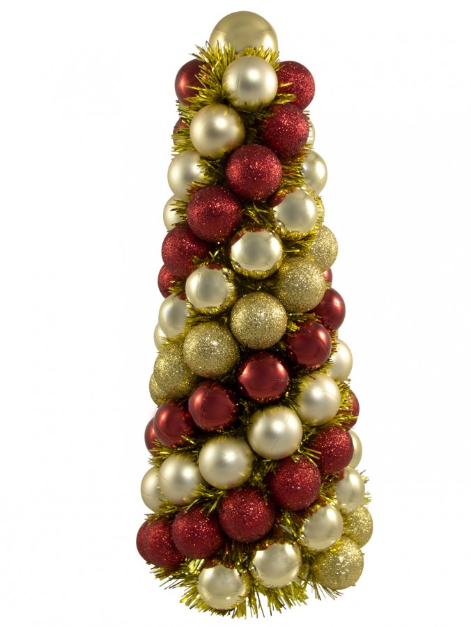 Red & Gold Bauble Table Top Tree - 33cm
