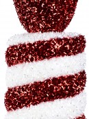 Red & White Metallic Tinsel Fleck Wrapped Candy Hanging Decoration - 34cm