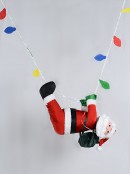 Padded Rope Climbing Santa With Lights Outdoor Hanging Decoration - 1.7m