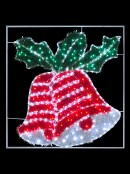 Red, Green & White Tinsel Bells With Cool White LED Rope Light Motif - 1.1m