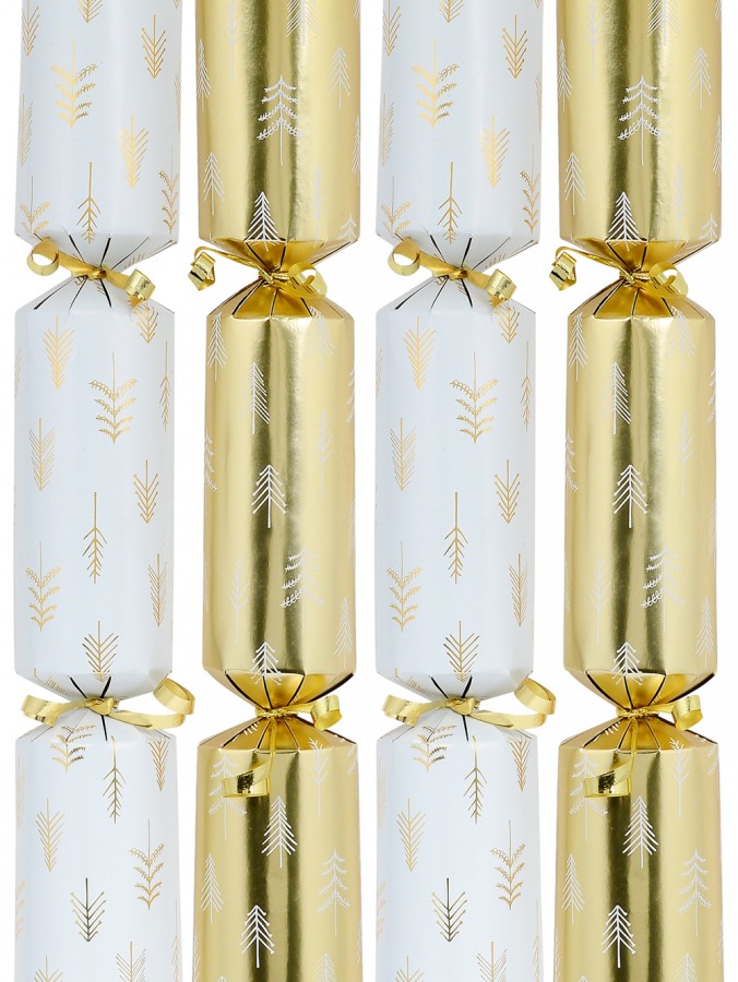 White & Gold With Pine Christmas Tree Branches Print Bon Bons - 50 x 30cm