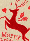 Natural Burlap With Merry Christmas & Deer Design Christmas Stocking - 42cm