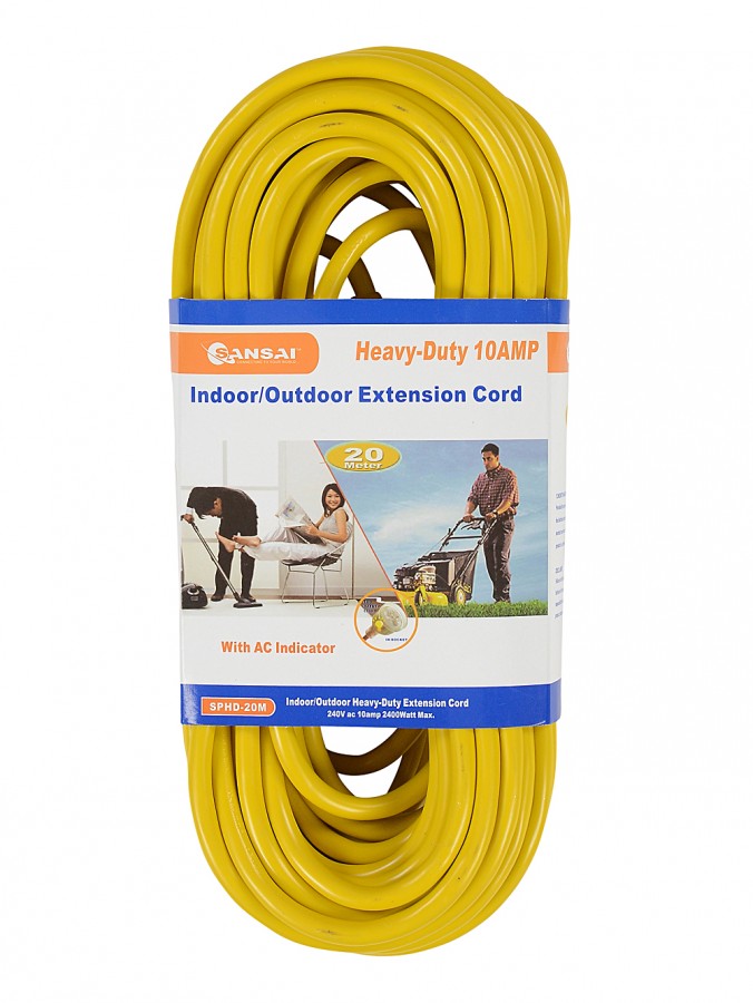 20m Yellow Sansai 10A Heavy Duty Power Outdoor Extension Cord