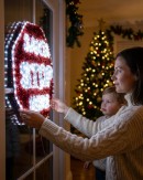 76cm Dynamic Santa Stop Here Red Tinsel Outdoor LED Christmas Light Display