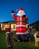 3m Giant Greeting Santa Holding Gift Sack | LED Outdoor Inflatable