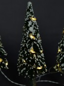 Snow Flocked Illuminated Pine Tree Christmas Village Figurines - 3 x 19cm