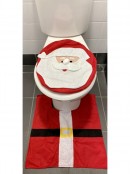Santa Toilet Seat Cover & Floor Mat Christmas Bathroom Set - Fits Most Thrones
