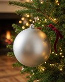 Majestic Brushed Silver Large Display Bauble | 20cm