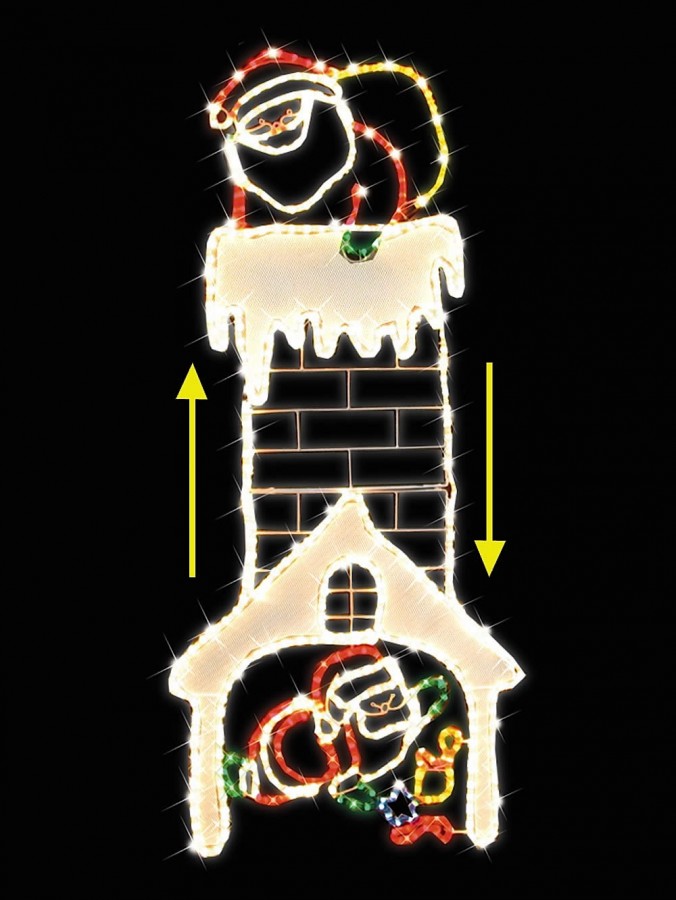 Rope Light Santa In Chimney & Fireplace Light Display - 1.5m