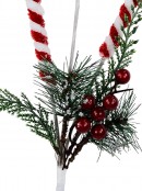 Candy Canes, Berries & Foliage Christmas Spray Long Stem - 24cm Wide