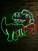 1.1m Dynamic Dinosaur With Candy Cane Outdoor Christmas LED Light Display
