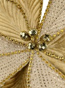 30cm Gold Velvet & Natural With Diamantes Poinsettia Christmas Tree Clip Pick
