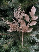 28cm Champagne Mixed Foliage With Pinecone & Berries Spray Tree Stem Pick