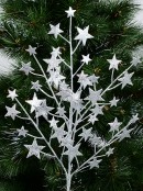 Shiny Silver Glitter & Sequin Stars Decorative Christmas Spray Stem - 62cm
