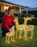 3D Reindeer Family Of 3 Warm White Naked Wire LED Light Display