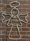 82cm Nativity Angel & Halo With Warm White Neon Rope Light Display