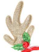 Gold Sequin Reindeer Antlers Headband With Mistletoe - One Size Fits Most