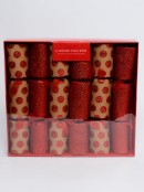 Red Full Glitter & Dots On Kraft Paper Christmas Cracker Bon Bons - 6 x 34cm